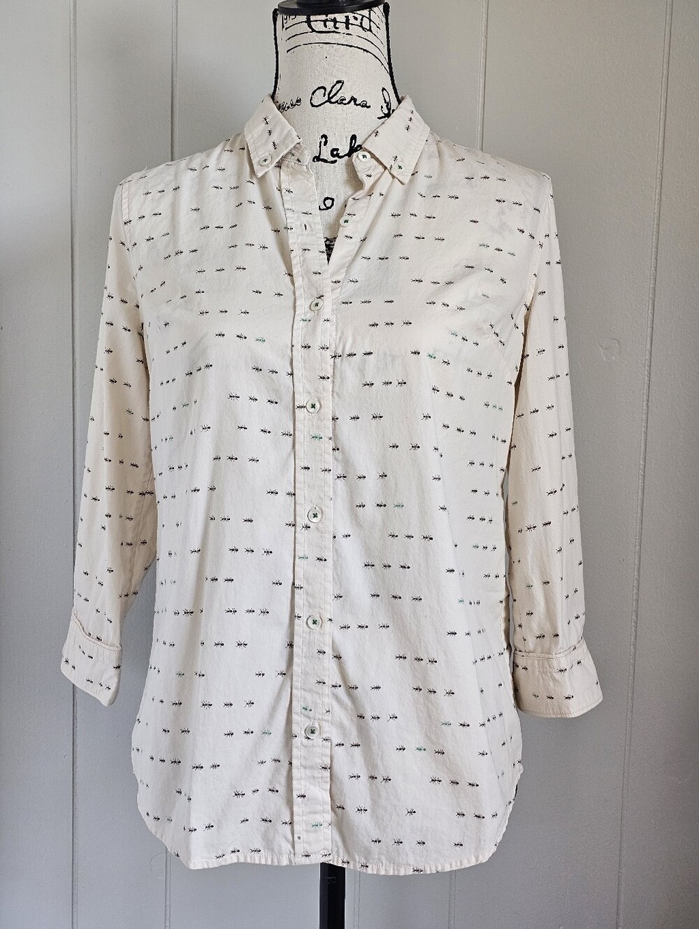 Anthropologie Postmark Ant Print Button Front Shirt Size 4